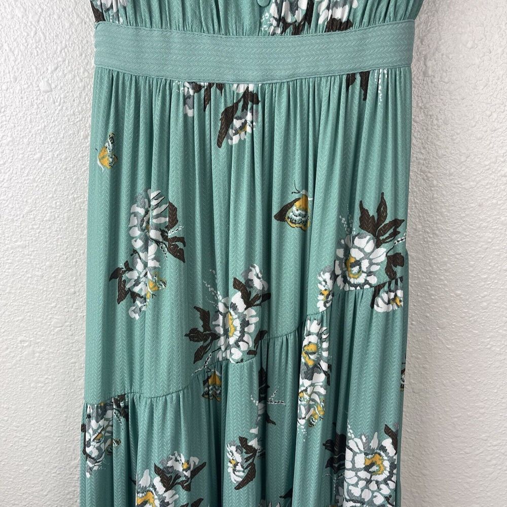 Free People All I Got Maxi Dress Torquiose Floral Womens Size 0 Floral Tie Waist - Picture 12 of 14